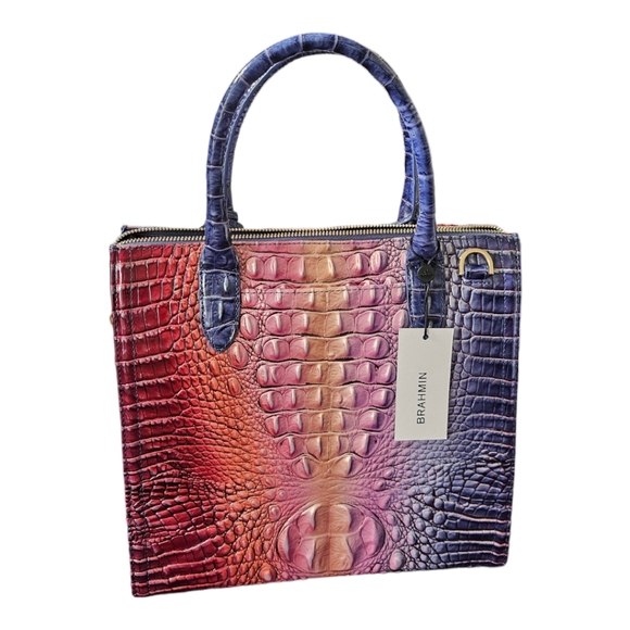 Brahmin DREAMER OMBRE MELBOURNE Leather CAROLINE Satchel Crossbody Purple New‎ - Picture 2 of 13